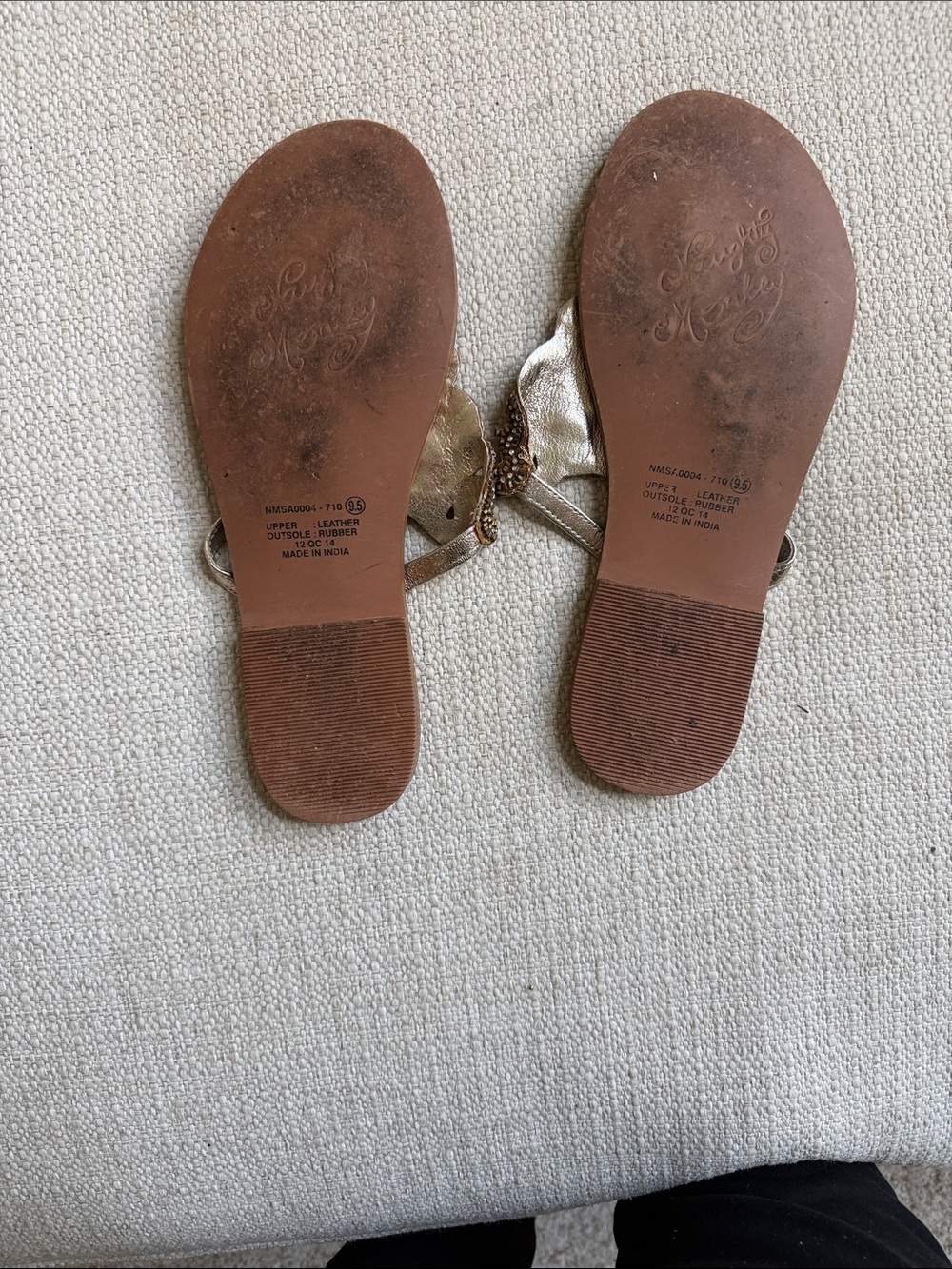 naughty monkey Tan Sandals with Gold and Cream Beaded Accents - Picture 2 of 3